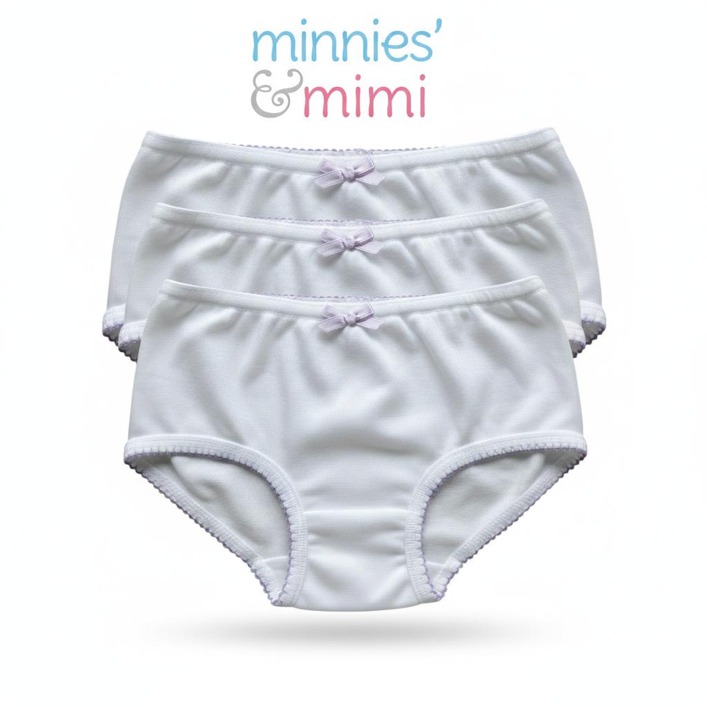 Minnies & Mimi White Panty w/ Single Fagoting Design with the Ribbon for (12M-3Y)Available Size S/M/L 3pcs per order