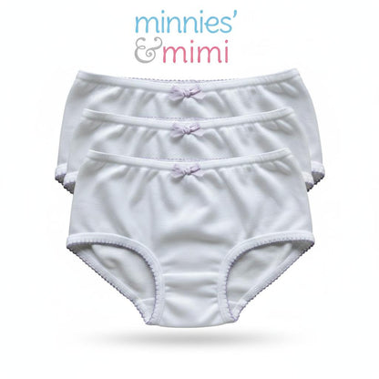 Minnies & Mimi White Panty w/ Single Fagoting Design with the Ribbon for (12M-3Y)Available Size S/M/L 3pcs per order