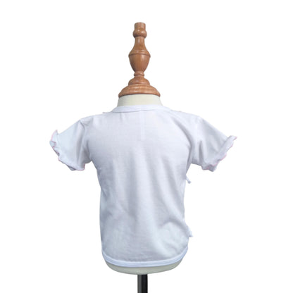 Minnies' & Mimi Tie Side Short Sleeves with Pink Ruffles 3pcs for New Born Infant Available Small Medium Large Color White Pink
