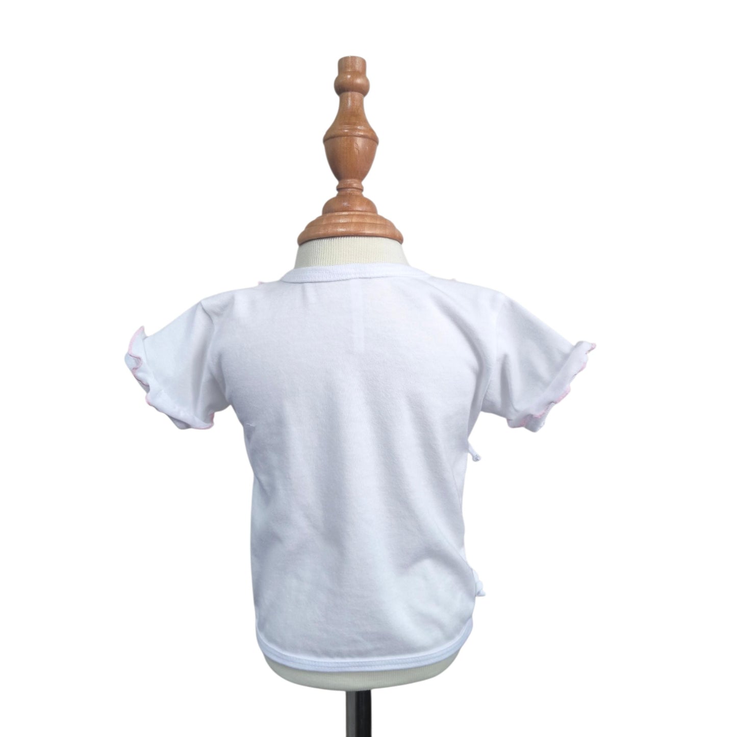 Minnies' & Mimi Tie Side Short Sleeves with Pink Ruffles 1Pc for Newborn Infant Available Small Medium Large Color White Pink