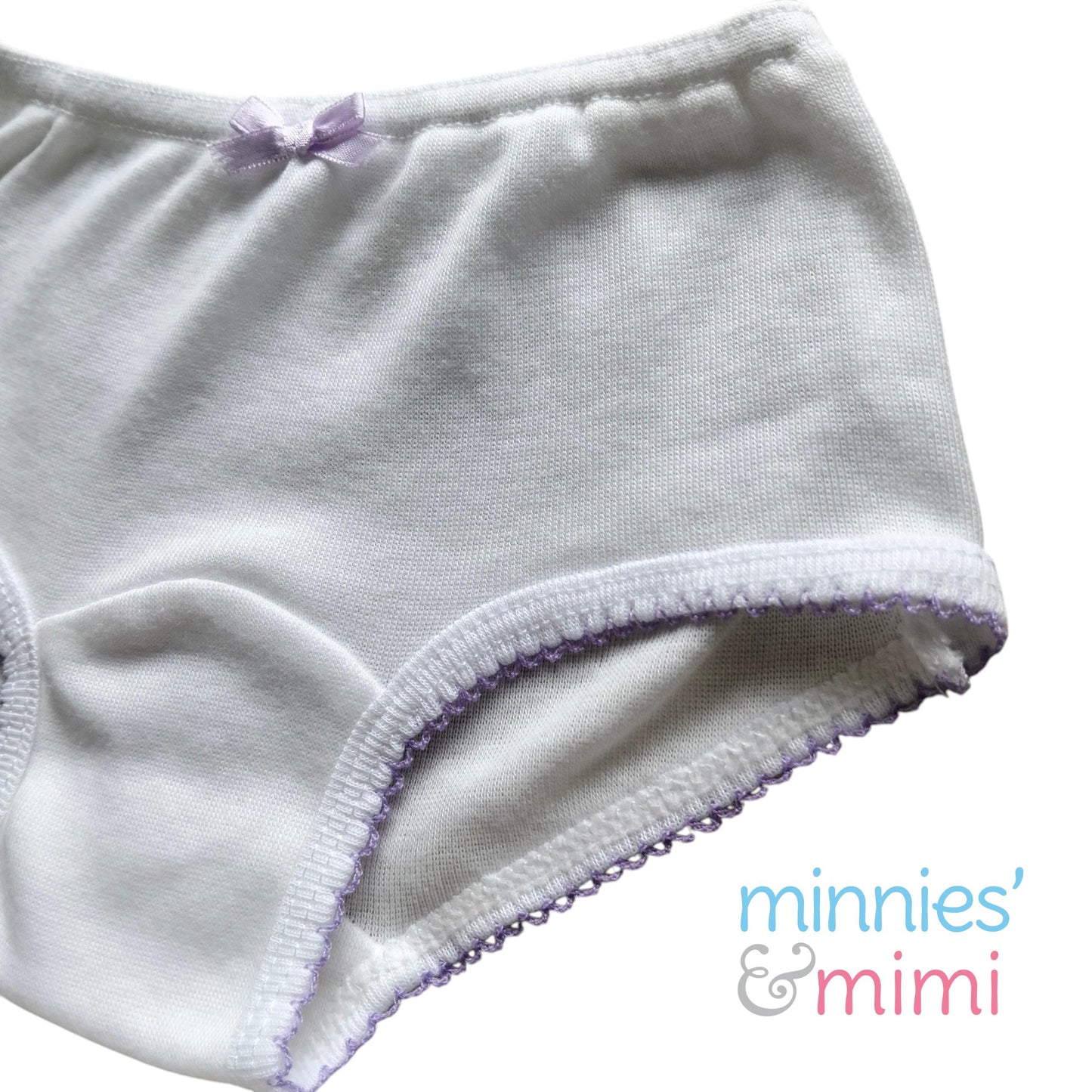 Minnies & Mimi White Panty w/ Single Fagoting Design With Ribbon for (12M-3Y)Available Size S/M/L 1pcs per order