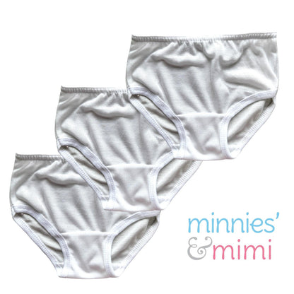 Minnies & Mimi Cotton White Panty For Toddlers 1-2 Years Old 3pcs Available in S,M,L