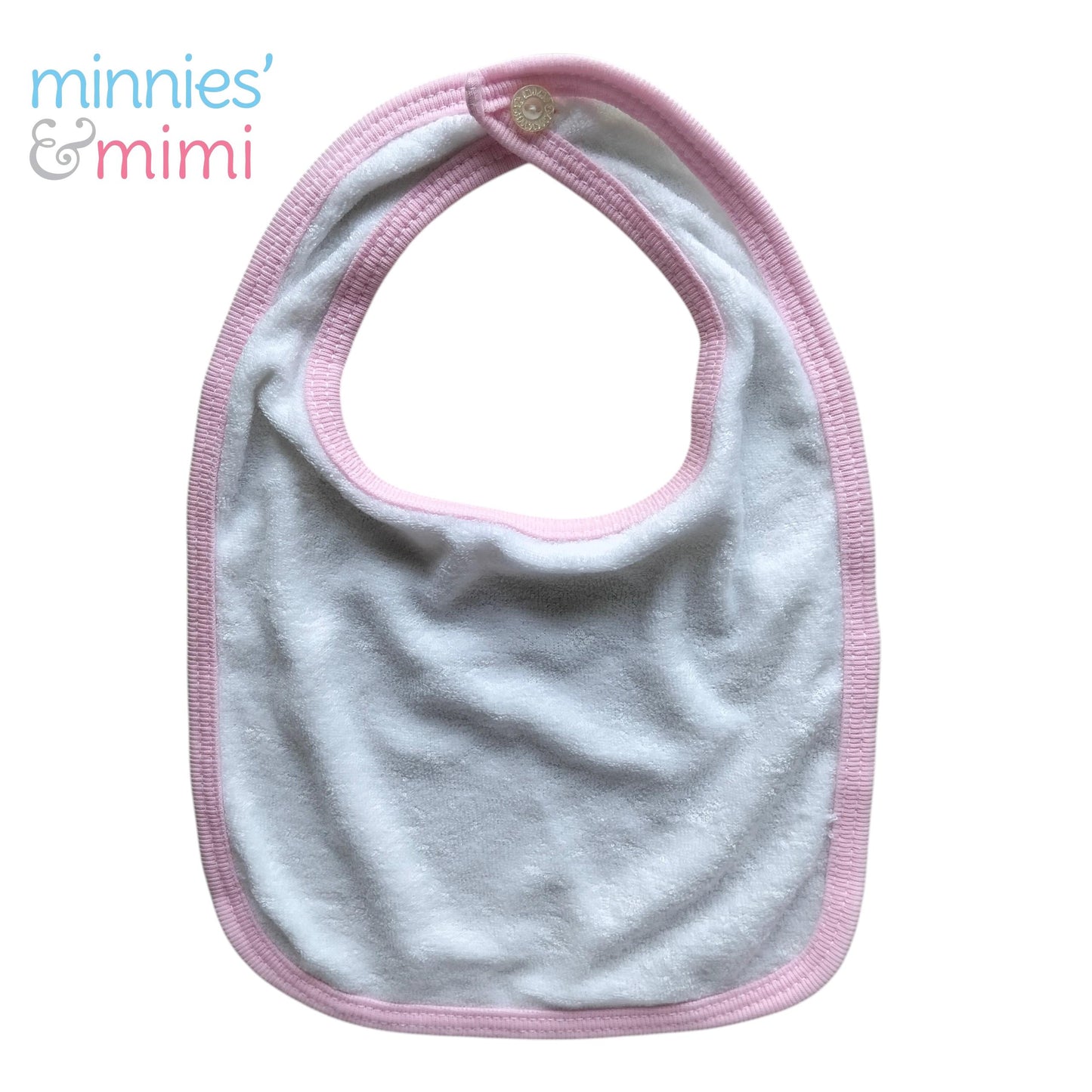 Minnies' & Mimi Cotton Towellette Bibs w/ Button for Newborns, Infants, Toddlers (0–6 Months) (6–12 Months) (1–3 Years) Available W,WP,WB 1pcs