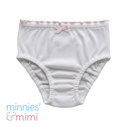 Minnies' & Mimi Stretchable Lettuce Edge Baby Panty 0-24 Month with Ribbon Available in Pink Yellow or Mint Green Size S M L