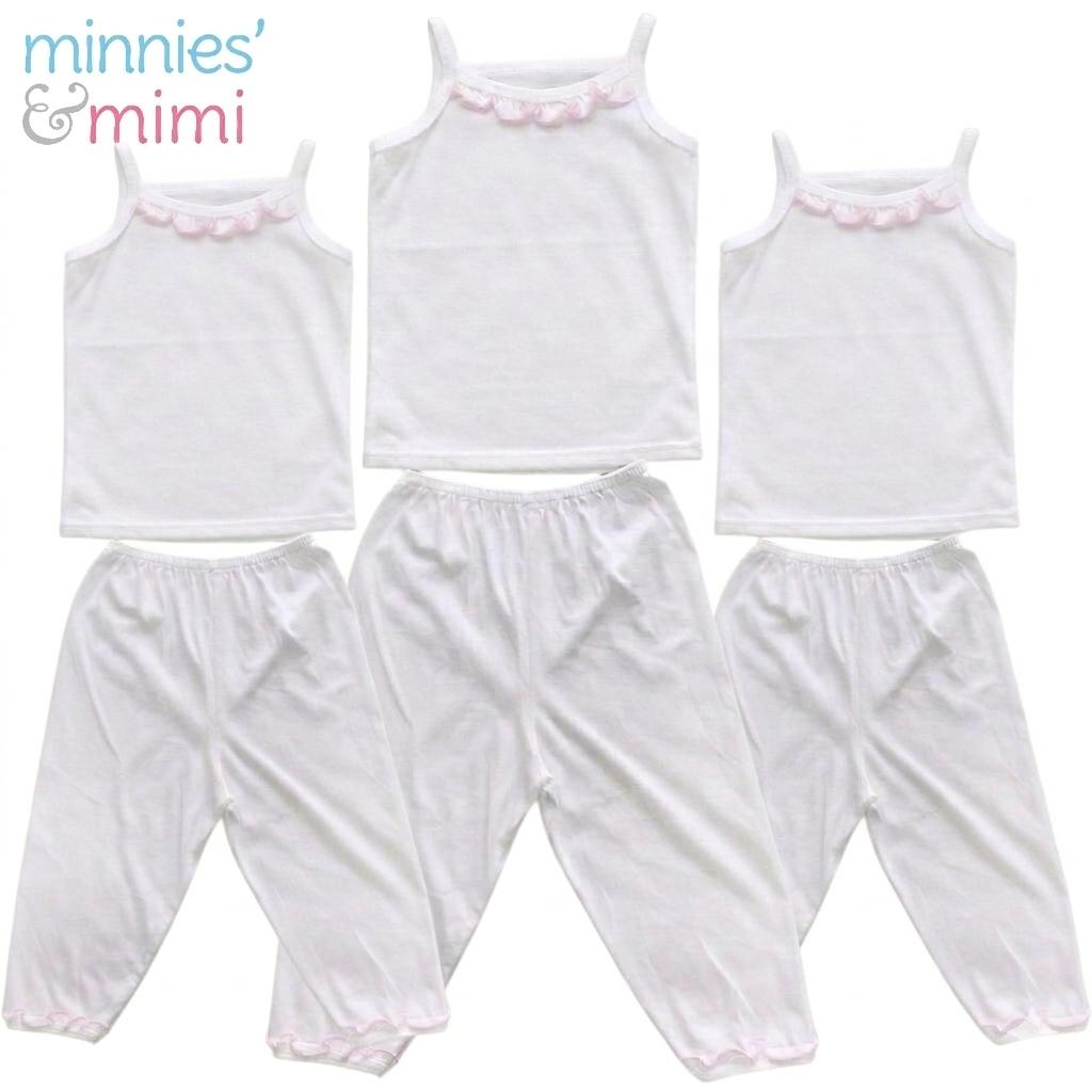 Minnies' & Mimi Cotton Spaghetti/Pajama Raffles Design 3 SET for (6m to 3yrs Old) Available WP Size S,M,L