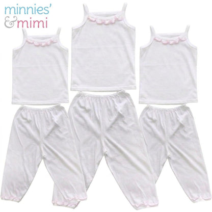 Minnies' & Mimi Cotton Spaghetti/Pajama Raffles Design 3 SET for (6m to 3yrs Old) Available WP Size S,M,L