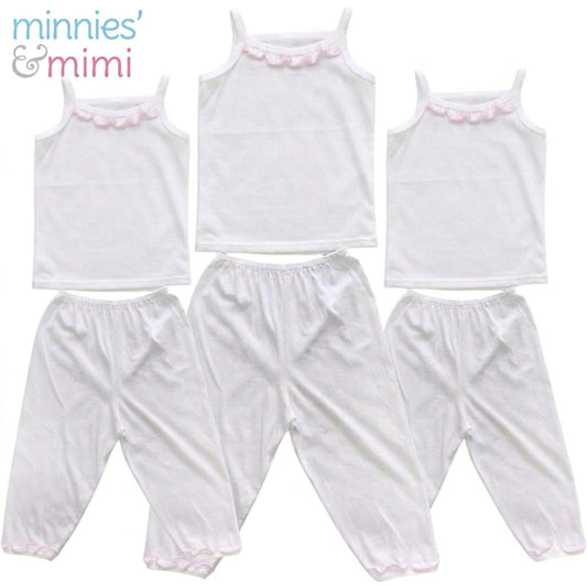 Minnies' & Mimi Cotton Spaghetti/Pajama Raffles Design 3 SET for (6m to 3yrs Old) Available WP Size S,M,L