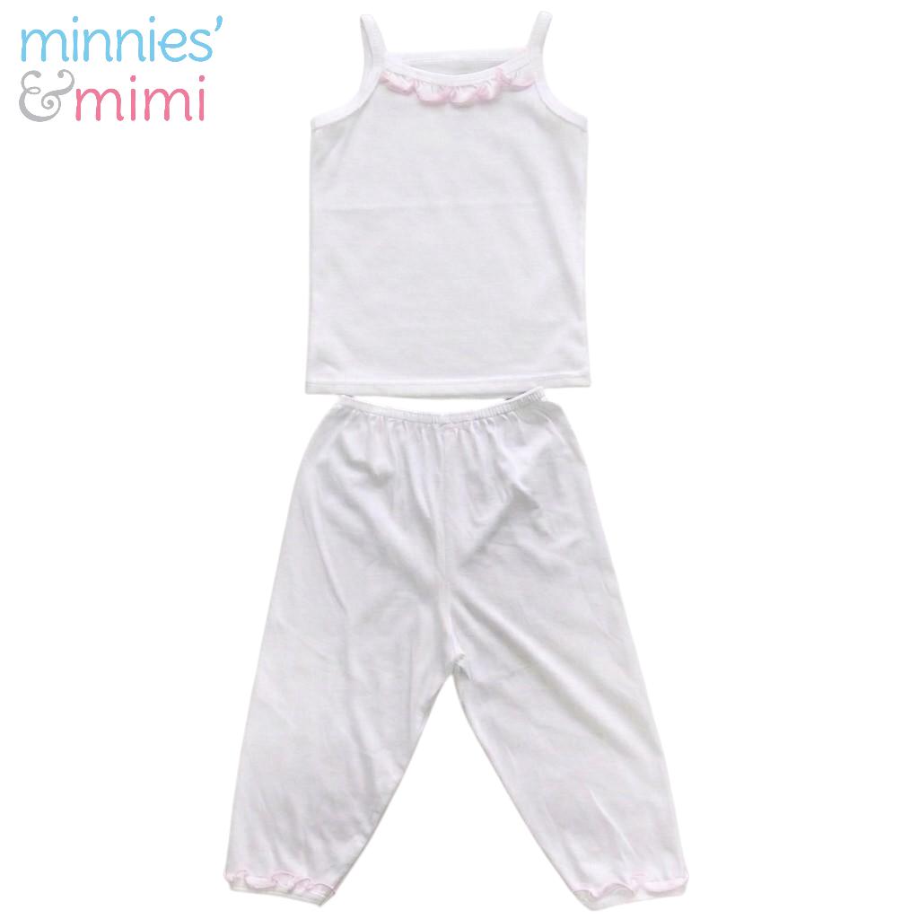 Minnies' & Mimi Cotton Spaghetti/Pajama Raffles Design 1 SET for (6m to 3yrs Old) Available WP Size S,M,L