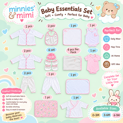 Minnies & Mimi Baby Clothes Assorted Newborn Set Soft Comfy & Breathable Fabric For 0-3M 3-6M 6-9M
