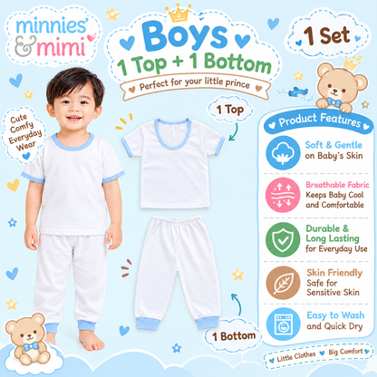 Minnies & Mimi Toddler Clothes Buddle Set 6pcs and 9Pcs Assorted Breathable Fabric For 1 to 4 Yrs Old S,M,L