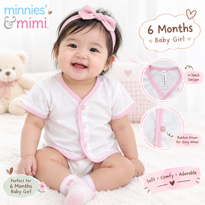 Minnies & Mimi 3PCS Baby Button Down Cardigan Short Sleeve 0–6 Months | Soft & Breathable | 3 Colors