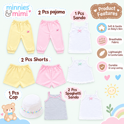 Minnies & Mimi Toddler Clothes Buddle Set 6pcs and 9Pcs Assorted Breathable Fabric For 1 to 4 Yrs Old S,M,L