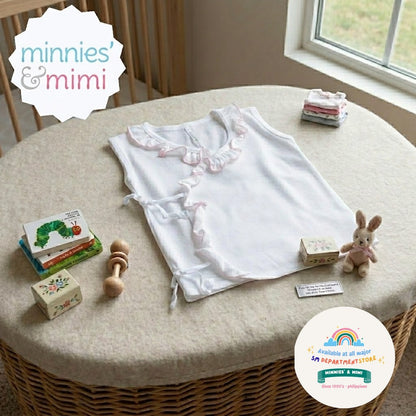 Minnies' & Mimi Tie Side Sleeveless with Pink Ruffles for New Born Infant 0-3 Months 1Pc Available in Small Medium Large