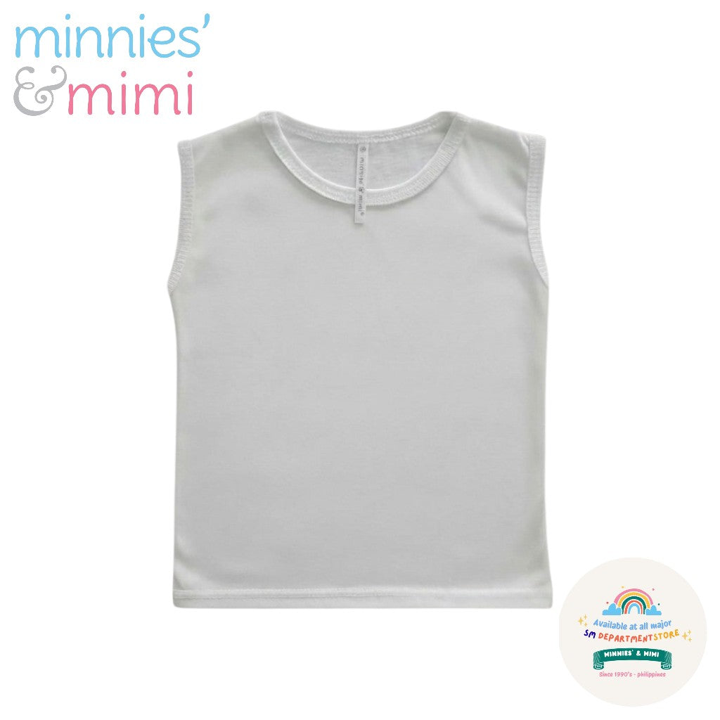 Sleeveless Muscles Shirt T-3000 Small Medium-Large Minnies' & Mimi for Toddler 6 Months to 2 Years Old Breathable Cotton Available in White , Blue and Mint Green
