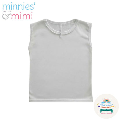 Sleeveless Muscles Shirt T-3000 Small Medium-Large Minnies' & Mimi for Toddler 6 Months to 2 Years Old Breathable Cotton Available in White , Blue and Mint Green
