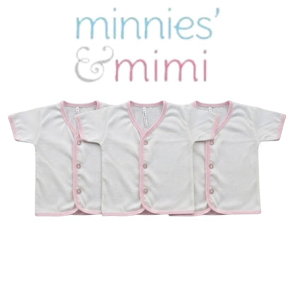 Minnies & Mimi 3PCS Baby Button Down Cardigan Short Sleeve 0–6 Months | Soft & Breathable | 3 Colors