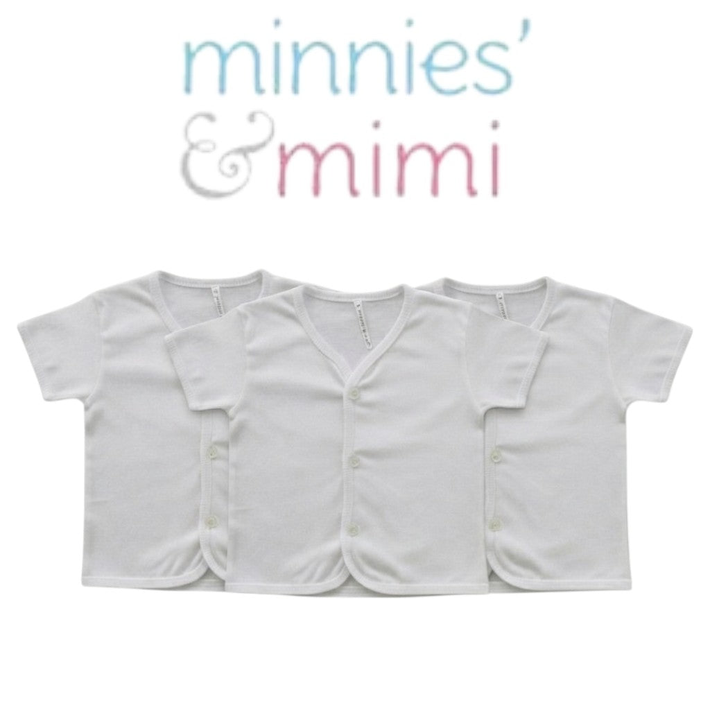 Minnies & Mimi 3PCS Baby Button Down Cardigan Short Sleeve 0–6 Months | Soft & Breathable | 3 Colors