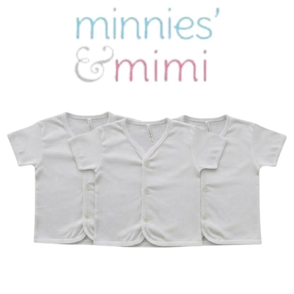 Minnies & Mimi 3PCS Baby Button Down Cardigan Short Sleeve 0–6 Months | Soft & Breathable | 3 Colors