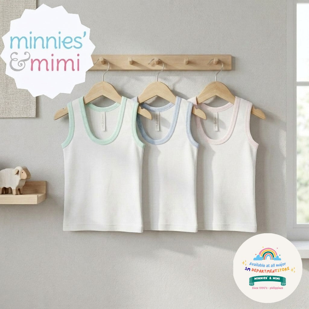 Minnies' & Mimi Cotton Sando for Toddler Available in White, Mint Green and Blue Sizes Small Medium Large