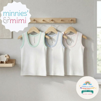 Minnies' & Mimi Cotton Sando for Toddler Available in White, Mint Green and Blue Sizes Small Medium Large