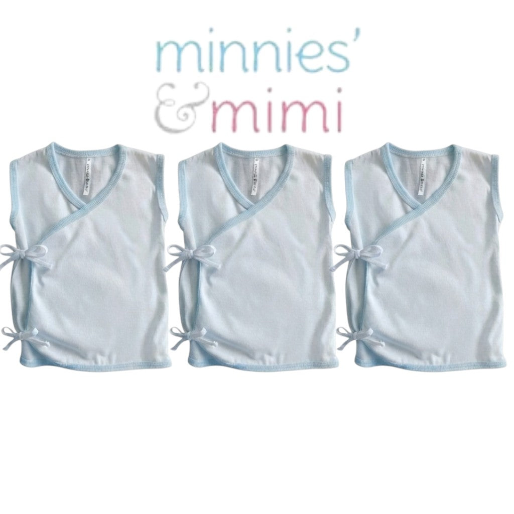 Minnies & Mimi Baby Sleeveless Wrap Shirt Breathable Lightweight Soft 3pcs Baby Newborn 0-6 Months