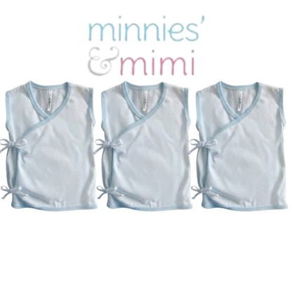 Minnies & Mimi Baby Sleeveless Wrap Shirt Breathable Lightweight Soft 3pcs Baby Newborn 0-6 Months