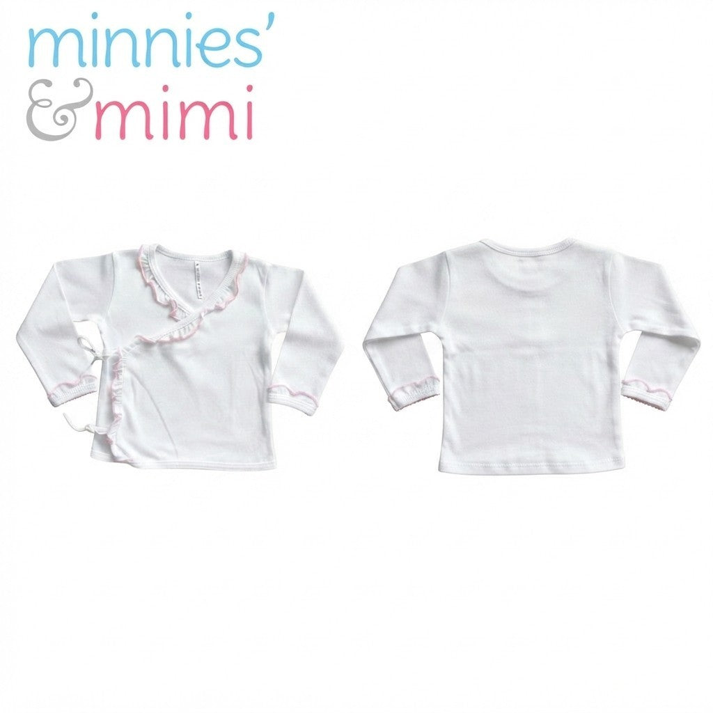 Minnies & Mimi Baby Clothes Tie Side Long Sleeves for New Born Infant 0-3 Months 1pc N-1010