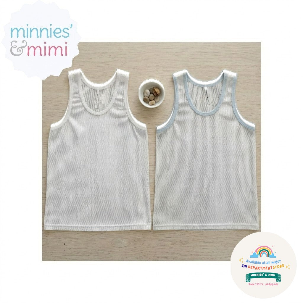 Minnies' & Mimi Aircool Tank Top Sando for Toddler Available in White and Blue Sizes Medium, Large, XL,2XL,3XL, FS