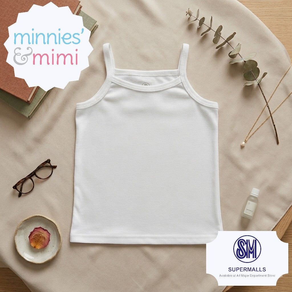 Minnies' & Mimi Cotton Spaghetti Strap White for Toddlers Available in Small Medium Large Color White