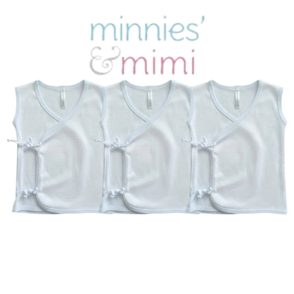 Minnies & Mimi Baby Sleeveless Wrap Shirt Breathable Lightweight Soft 3pcs Baby Newborn 0-6 Months