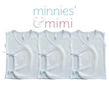 Minnies & Mimi Baby Sleeveless Wrap Shirt Breathable Lightweight Soft 3pcs Baby Newborn 0-6 Months