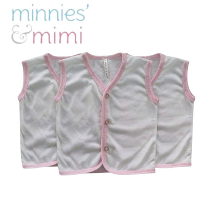 Minnie’s & Minni Baby Clothes Sleeveless Vest 3PCS Set Front Button | S-M-L | 0–6 Months | 3 Colors