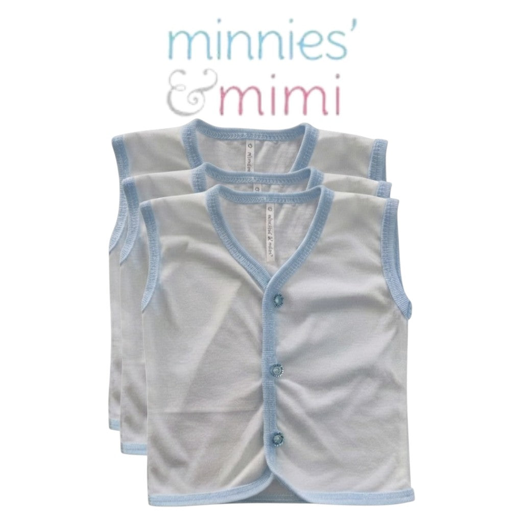 Minnie’s & Minni Baby Clothes Sleeveless Vest 3PCS Set Front Button | S-M-L | 0–6 Months | 3 Colors