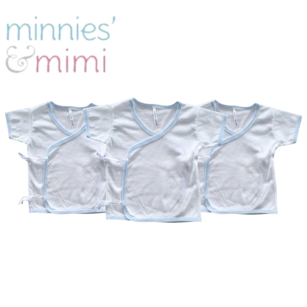 Minnies & Mimi Baby Clothes Kimono Shortsleeves Accent Piping 3pcs for 0-9 months S, M, L