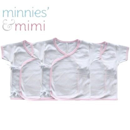Minnies & Mimi Baby Clothes Kimono Shortsleeves Accent Piping 3pcs for 0-9 months S, M, L