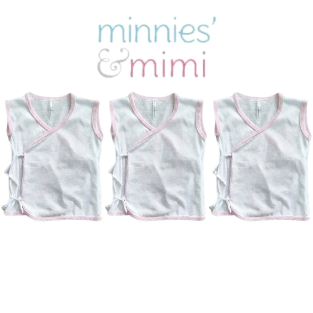 Minnies & Mimi Baby Sleeveless Wrap Shirt Breathable Lightweight Soft 3pcs Baby Newborn 0-6 Months