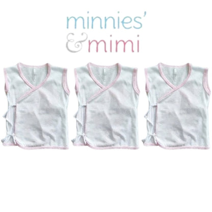 Minnies & Mimi Baby Sleeveless Wrap Shirt Breathable Lightweight Soft 3pcs Baby Newborn 0-6 Months