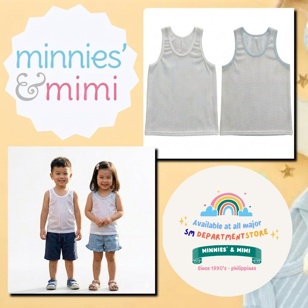 Minnies' & Mimi Aircool Tank Top Sando for Toddler Available in White and Blue Sizes Medium, Large, XL,2XL,3XL, FS