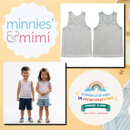 Minnies' & Mimi Aircool Tank Top Sando for Toddler Available in White and Blue Sizes Medium, Large, XL,2XL,3XL, FS