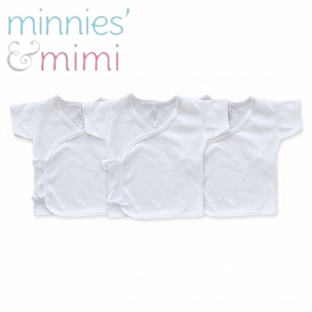 Minnies & Mimi Baby Clothes Kimono Shortsleeves Accent Piping 3pcs for 0-9 months S, M, L