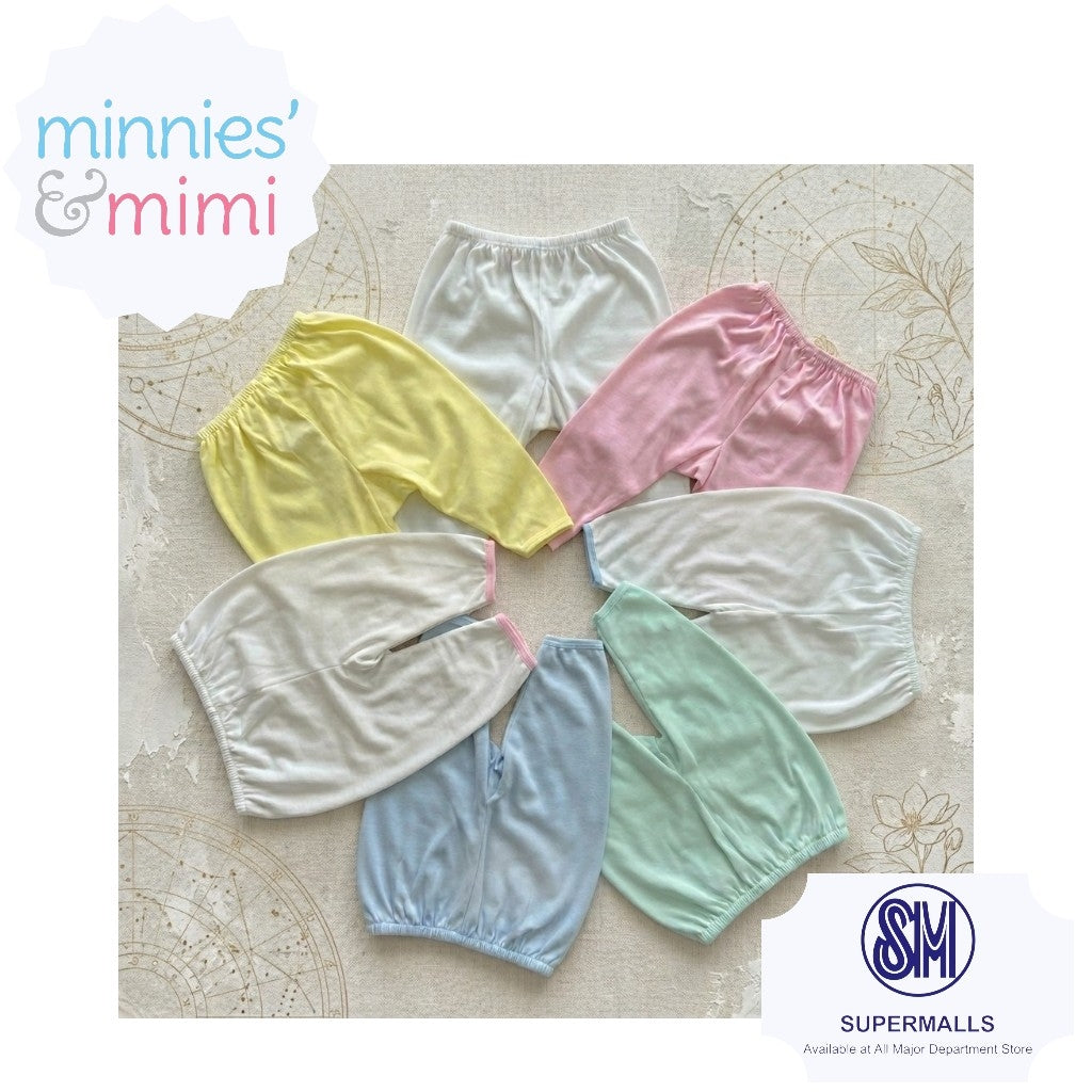 Minnies' & Mimi Cotton New Born Pajama Bottoms For 0-6 Months Available in White, Mint Green, Blue, Yellow and Pink