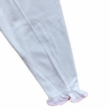 White legging with ruffled bottom on a white background