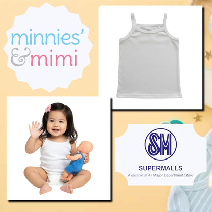 Minnies' & Mimi Cotton Spaghetti Strap White for Toddlers Available in Small Medium Large Color White