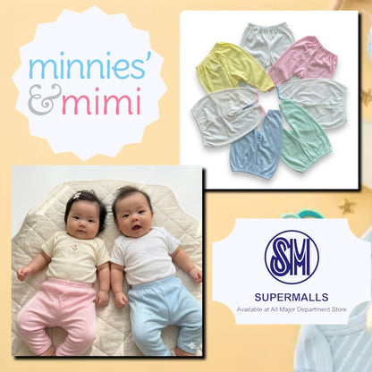Minnies' & Mimi Cotton New Born Pajama Bottoms For 0-6 Months Available in White, Mint Green, Blue, Yellow and Pink