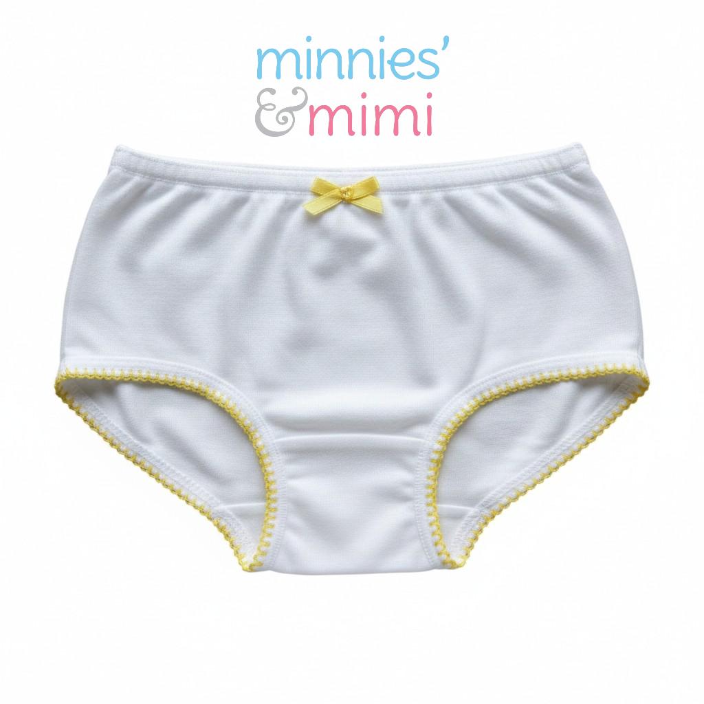 Minnies & Mimi White Panty w/ Single Fagoting Design With Ribbon for (12M-3Y)Available Size S/M/L 1pcs per order