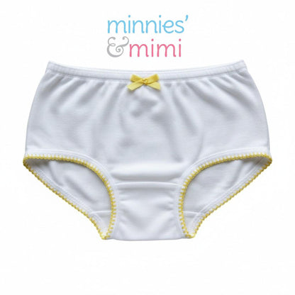 Minnies & Mimi White Panty w/ Single Fagoting Design With Ribbon for (12M-3Y)Available Size S/M/L 1pcs per order