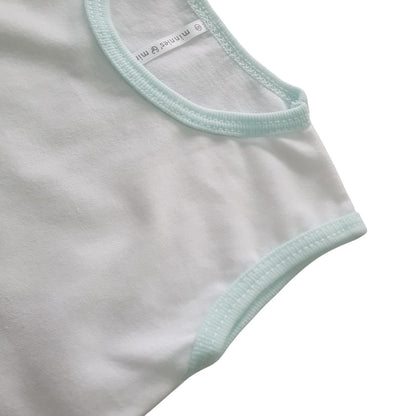 Sleeveless Muscles Shirt T-3000 Small Medium-Large Minnies' & Mimi for Toddler 6 Months to 2 Years Old Breathable Cotton Available in White , Blue and Mint Green