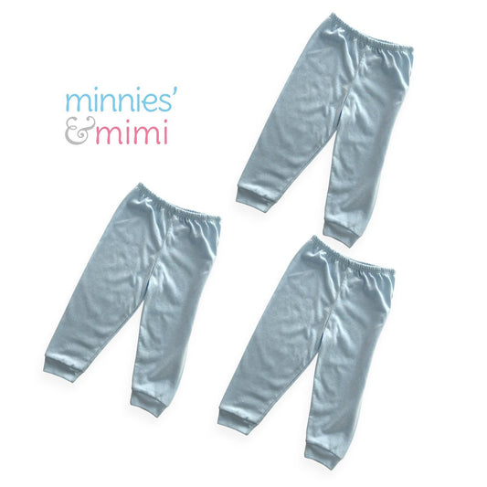 Minnies & Mimi Cotton Colored Pajama with Cuffs for Toddler 6 Months to 2 Years by 3pcs Available in Blue, Mint Green, Pink and Yellow