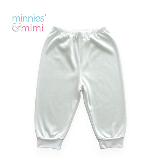 Minnies' & Mimi Cotton Long Pajama with Colored Cuffs For Toddlers 6 Months to 2 Years Old Available in White, Pink, Yellow, Mint Green and Blue Size Small Medium Large