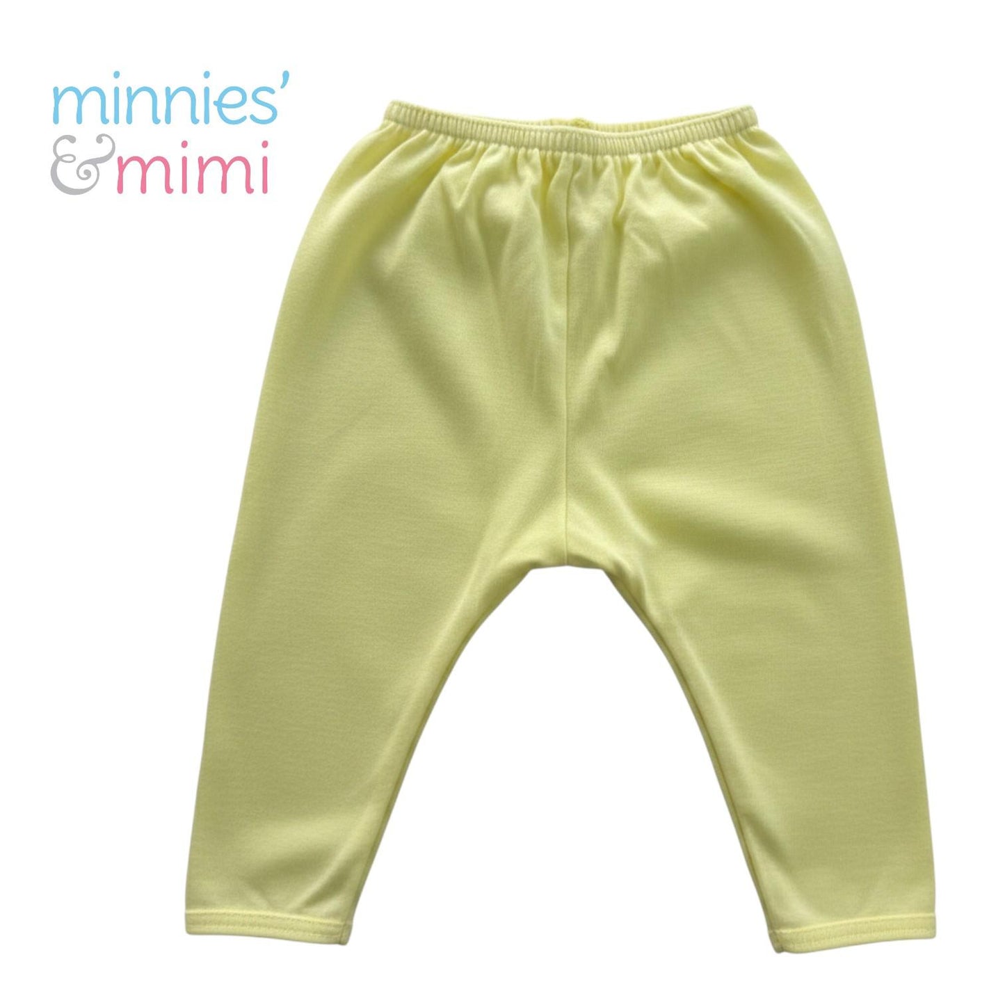 Minnies' & Mimi Cotton New Born Pajama Bottoms For 0-6 Months Available in White, Mint Green, Blue, Yellow and Pink